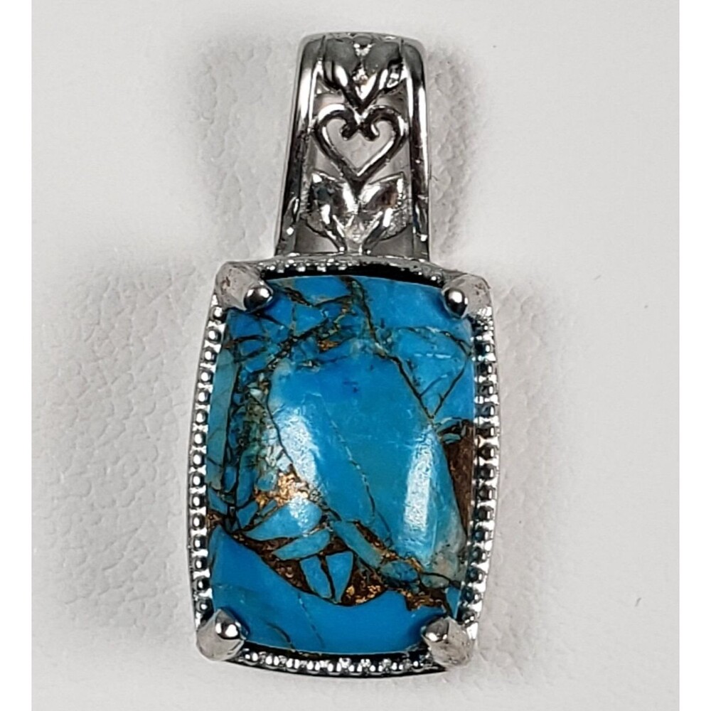 Vintage Signed CU Mojave Blue Turquoise Solitaire 6.25 ctw Pendant - Picture 14 of 15